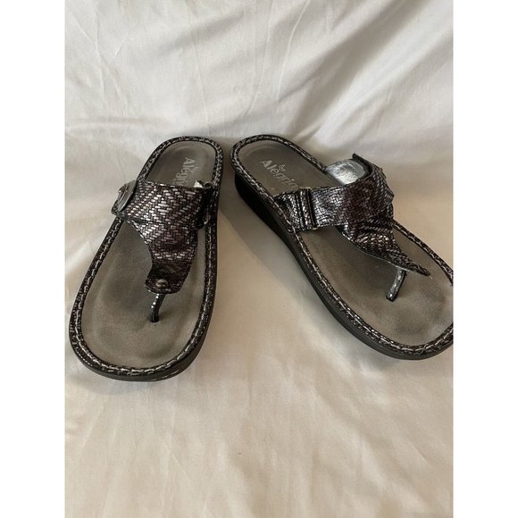 Alegria Carina CAR-532 Pewter Dazzler‎ Thong Comfort Sandals Size 41 US 9.5-10 - Picture 1 of 9